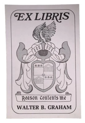 ORIGINAL WALTER B. GRAHAM BOOKPLATE, EX-LIBRIS, MAGIC COLLECTIBLE, MAGICIAN - Image 1 of 3