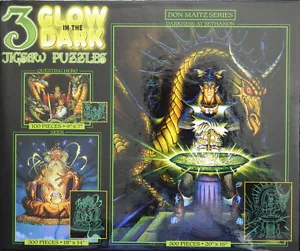 Sethanon Wizard Dragon Don Maitz Glow in Dark 3 in 1 Jigsaw Puzzle New in Box - Picture 1 of 2