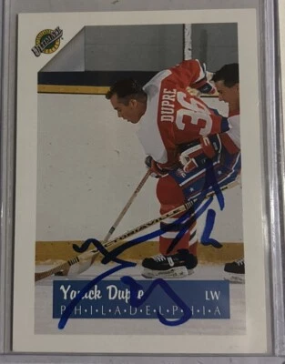 1991 Ultimate Draft #36 Yanick Dupre Hand Signed Auto Autograph Flyers Card RIP - Image 1 of 2