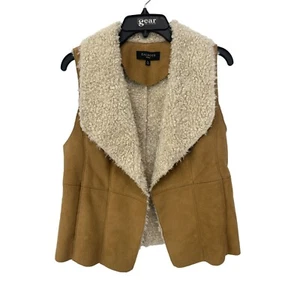 Talbots Faux Shearling Faux Suede Sherpa Vest Size Small Petite Faux Fur Comfort - Picture 1 of 8
