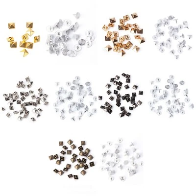100pcs Metallo Borchie a Piramide 7-15mm – Punk Rock per Vestiti Borse Belts Fai - Immagine 1 di 4