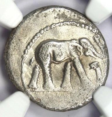 Julius Caesar AR Denarius Silver Elephant Roman Coin 49 BC - Certified NGC VF - Image 1 of 4