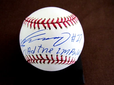 VLADIMIR GUERRERO #27 VLAD THE IMPALER EXPOS ANGELS SIGNED AUTO OML BASEBALL JSA - Image 1 of 4