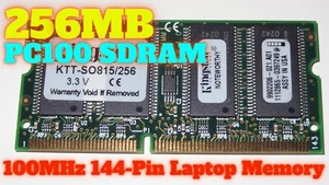 Kingston KTT-SO815/256 256MB PC100 SDR SDRAM 100 MHz SO DIMM 144-pin LAPTOP RAM - Picture 1 of 1