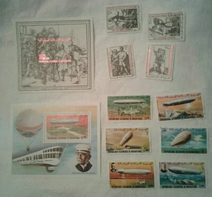 Set of 12 Mauritanu Postage Stamps - Zeppelin and Albrecht Durer - Cancelled - Picture 1 of 7