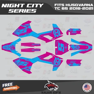Graphics Kit for Husqvarna TC65 (2016-2023) TC 65 Night City Series - Magenta - Picture 1 of 6