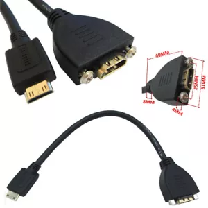 Mini HDMI Male To Female Plug Cable Cord 1080P Video Adapter Panel Mount Screw - Picture 1 of 3