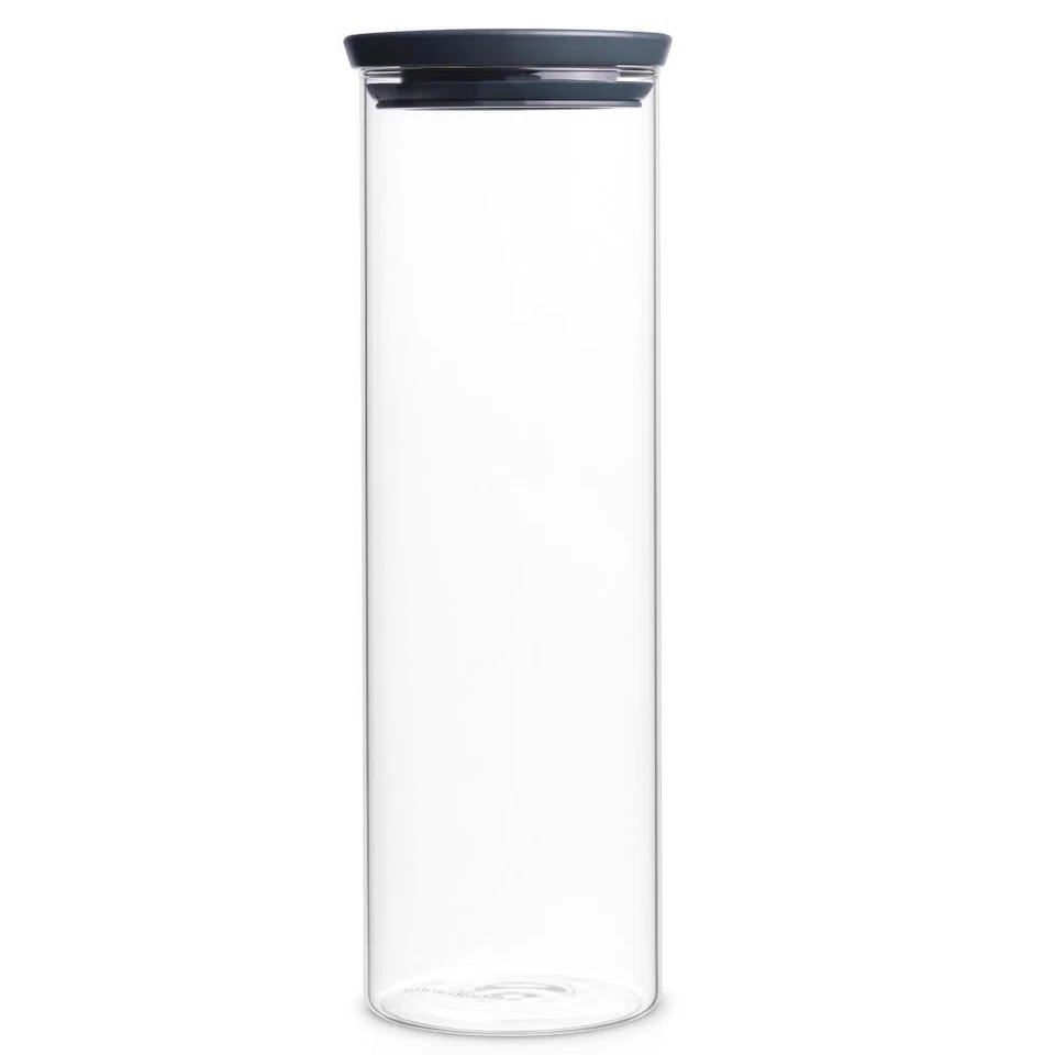 Brabantia Recipiente de vidrio apilable con tapa gris oscuro, lata de almacenamiento, 1,9 l Foto 1 de 1