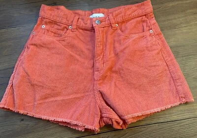 Pantalones Cortos BDG Urban Outfitters Cintura Alta Pana Mamá Rosa Coral 28 Foto 1 de 4