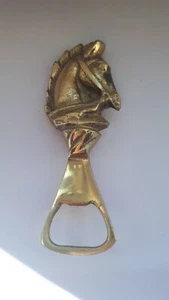 Flaschenöffner aus Messing Öffner Pferd 2-seitig Motiv Vintage alt Länge 10 cm - Bild 1 von 2