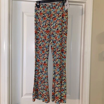 NUEVO CON ETIQUETAS O'neill Mujer Pantalones Acampanados Talla M Azul Naranja Dallen Floral Viscosa Foto 1 de 4