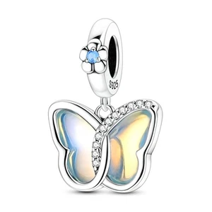 MULA European 925 Sterling Silver Charm CZ Dreamy Butterfly Pendant For Bracelet - Picture 1 of 6