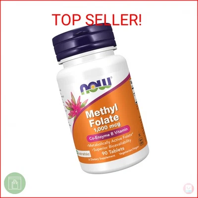 Suplementos NOW Foods, folato de metilo 1.000 mcg, folato metabólicamente activo*, Co Foto 1 de 2