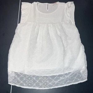 Andree by Unit Womens Sleeveless Top Blouse White  Size Medium M Ruffled Striped - Bild 1 von 4