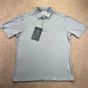 Mizzen+Main Polo Shirt Mens Medium Baby Blue Trim Fit Short Sleeve Casual - Picture 1 of 9