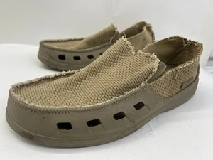 Crocs Tideline Leder hellbraun khaki Bootsschuhe Slipper Halbschuhe Herren Größe 12 - Bild 1 von 8