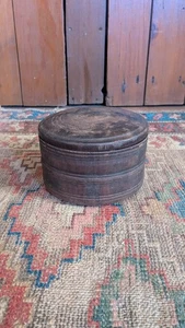 Antique Early Primitive Wood Treen Spice Tobacco Storage Jar 6" Patina - Picture 1 of 7