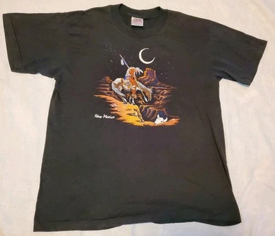 Vintage 90s Oneita New Mexico Souvenir Horse Desert Single Stitch T-Shirt XL USA - Image 1 of 4