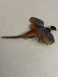 Vintage Kunststoff Zelluloid fliegender Fasan Vogel Brosche Anstecknadel - Bild 1 von 3