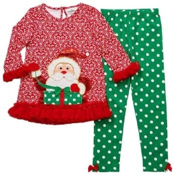 EDICIONES RARAS Conjunto de Top y Pantalón con 7 Apliques de Santa para Niña Grande Nuevo con Etiquetas $52 Foto 1 de 1
