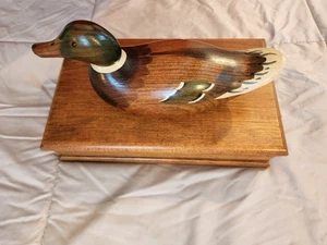 Vintage Mallard Duck Hand Carved Painted Wood Decoy Box  - Picture 1 of 18