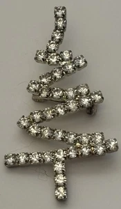 Vintage klare Strass Weihnachtsbaum Anstecknadel Brosche Zick Zack Modernist Schmuck Urlaub - Bild 1 von 5