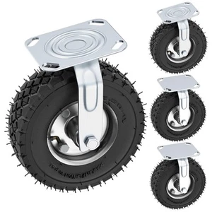 8 Inch Pneumatic Caster Wheels Set of 4 (2 Swivel/2 Rigid),Heavy Duty Casters... - Picture 1 of 7