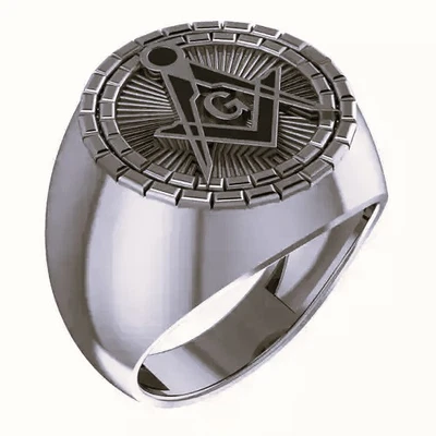 Masonic Ring Free Mason Ring Oxidize Masonic Symbol Band Masonic 925 Silver ring - Image 1 of 3