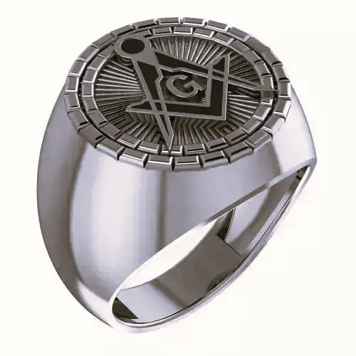 Masonic Ring Free Mason Ring Oxidize Masonic Symbol Band Masonic 925 Silver ring - Image 1 of 3
