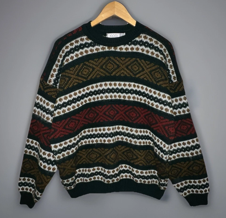 Vtg 80s/90s Men's Store Sears Sweater Acrylic Geometric Pullover Crew Neck - XL - Image 1 of 4