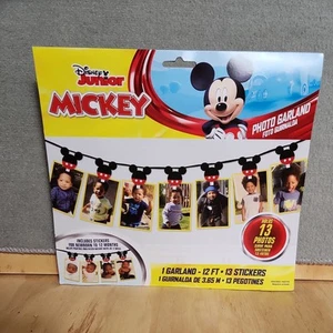 1st Birthday Mickey Mouse  13-Picture Photo Garland Kit, 12ft, 13 Stickers NEW - Picture 1 of 3