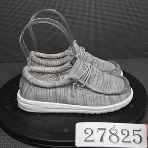 Hey Dude Wally Shoes Toddler Sz 11 Linen Stone Gray Canvas Slip On Sneakers - Picture 1 of 8