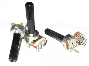 3 pc, Bi Tech 50k OHM Dual Linear Taper Pot, Ribbed Shaft, 50mW Potentiometer BA - Picture 1 of 5