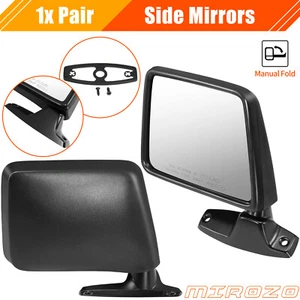 2x Black Left Right Side Manual Fold Mirror For 1983-1992 Ford Ranger Bronco - Picture 1 of 12