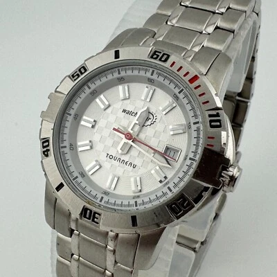 Tourneau Watch Gear Quartz Watch Women 100m Silver Steel Date New Battery 7.25" - Image 1 of 4