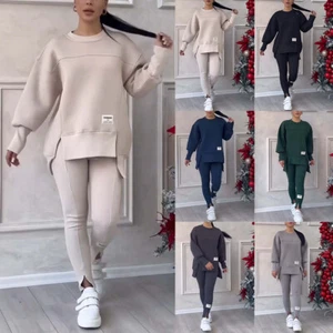 Plus Size Womens Sweatshirt Tops Leggings Tracksuit Set Joggings Loungewear Suit - Picture 1 of 21