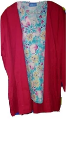 SCRUB JACKET,Bright RED, 3 Pockets, Gathered at Back w Double Belts,PEACHES BRND - Picture 1 of 5