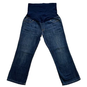Liz Lange Maternity Women’s Blue Denim Stretch Belly Capri Jean Pants Size 8 - Picture 1 of 10