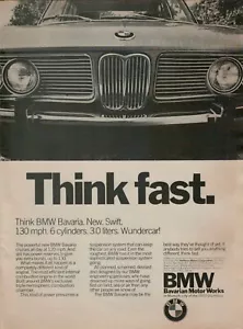 1971 BMW Bavaria 3.0 Liter 6-cylinder Think Fast Front Grille VINTAGE PRINT AD - Picture 1 of 2