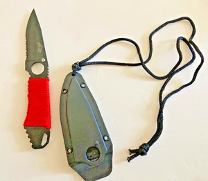 Master USA Fixed Knife 2.75" Stainless Steel Blade Red Nylon Cord Wrapped Handle - Picture 1 of 7