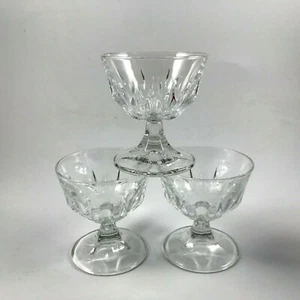 Vintage LIBBEY DURATUFF VETRO TRASPARENTE 3 PIEDI SORBETTO / STELI DESSERT tagli verticali - Foto 1 di 9