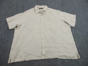 Tasso Elba Shirt Mens Adult 3XB Beige Linen Preppy Button Up Casual Lightweight - Picture 1 of 11