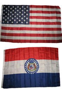 Wholesale Combo Lot of 3x5 USA Flag & State of  Missouri 3x5 2 Flags Banner