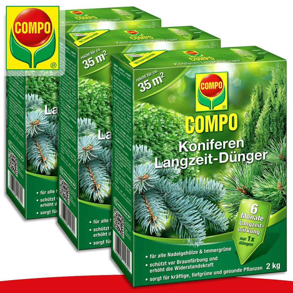COMPO 3 x 2 kg Koniferen Langzeit-Dünger | Für alle Nadelgehölze und Immergrüne - Bild 1 von 1