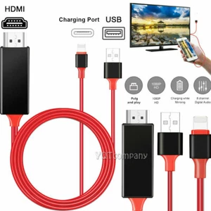HDMI Mirroring Cable Phone to TV HDTV Adapter For iPhone 14 13 12 11 XR 6 7 8 Xs - Picture 1 of 11