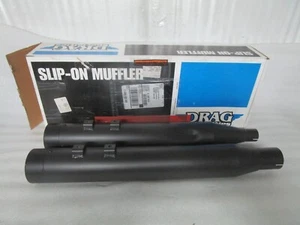 17-23 Harley Davidson Touring Drag Specialties 4" Slip-On Mufflers BLACK - Picture 1 of 13