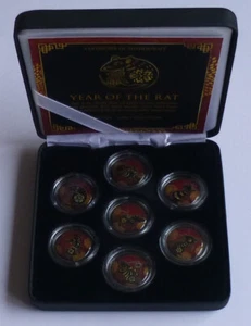 Año de la Rata - Islas Cook 7x5 Céntimos 2000, Juego de monedas esmaltadas - Imagen 1 de 5