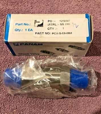 1/2" MNPT 316ss Poppet Check Valve (6000 PSI)  Panam PCV-S-08-MM - Image 1 of 2
