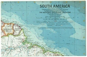 ⫸ 1960-2 February Original Map SOUTH AMERICA National Geographic One-sided - A1 - Picture 1 of 6