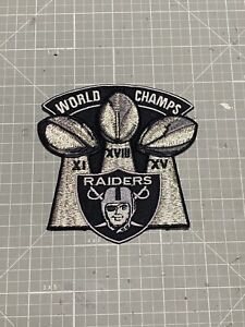 OAKLAND, LA, LAS VEGAS RAIDERS JERSEY PATCH 3-SUPER BOWLS WORLD CHAMPS 4X4 NEW🔥